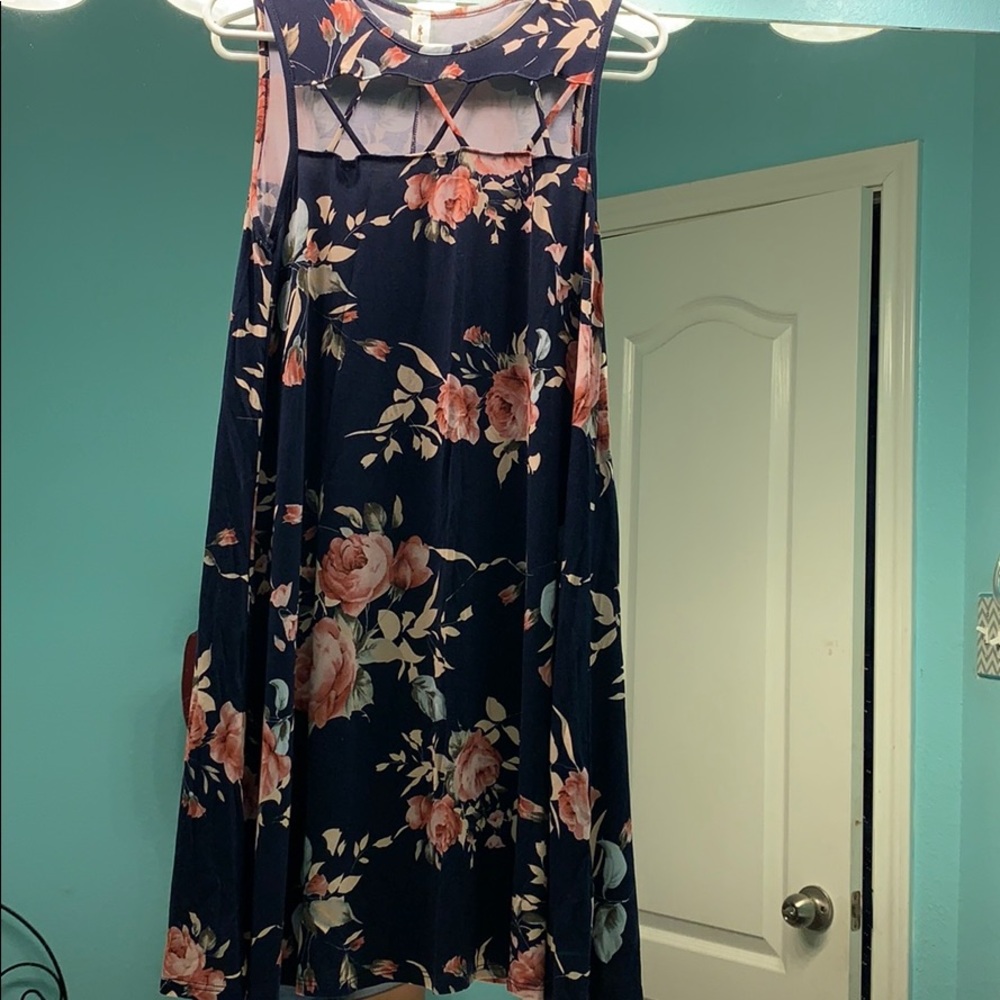 Navy Blue Flower Dress
